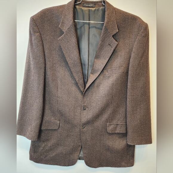 Jones New York Men's Wool Blazer Houndstooth Check Suit Jacket 44L - Picture 10 of 13